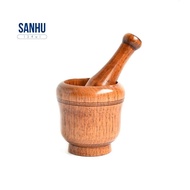 Wooden Mortar and Pestle Set,Mortar and Pestle Wood Wooden Mortar Pestle Grinding Bowl Set Garlic Crush Pot Kitchen Tool Durable Easy Install