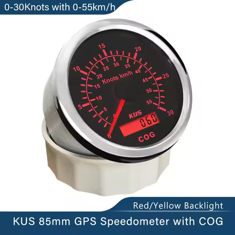 KUS Boat Yacht Waterproof 85mm GPS Speedometer Gauge Meter 0-15Knots 0-30Knots 0-60Knots 12V 24V wit