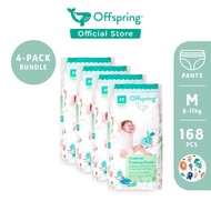 Offspring Premium Fashion Pants Diaper - M (168 Pcs) [Bundle of 4]