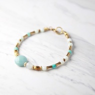 碧水天幕手鍊 | 莫桑比克天河石珍珠黃銅手鏈