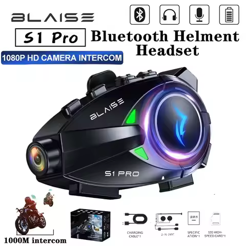 BLAISE S1Pro Motorcycle Intercom Bluetooth Helmet Headset 2 Riders1000M Motor Interphone i camera Co
