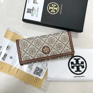[With Box] 2023 New Tory Burch Women's Long Wallet Embroidered Fabric