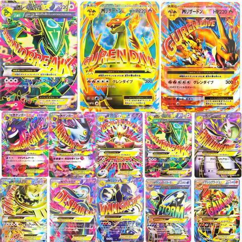 DIY Pokemon Cards PTCG XY Mega M Charizard Rayquaza Mewtwo Latios Blastoise EX CP6 Japanese Game Col