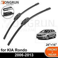 Car Front Windshield Wipers For KIA Rondo 2006-2013 Wiper Blade Rubber 26"+16" Car Windshield Windsc
