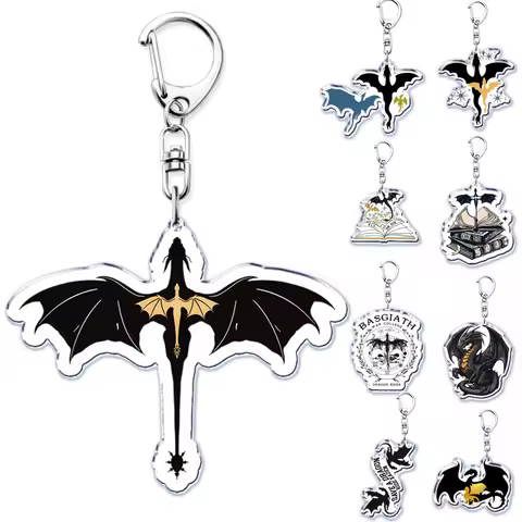 Popular Basgiath War College Fourth Wing Black Dragon Keychain Pendant Car Key Chain Jewelry Men Chi