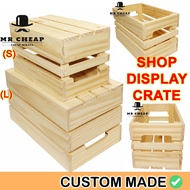 (Shop Display Crate) Product Display Crate/Classic Wooden Crate with Handles/Wood Storage Box 1029,1