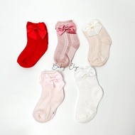 BABY ELY | 0-3th Myle Anti-Slip Baby Socks Calf Length Calf Ribbon Cute Girls Socks Baby Socks Kids 