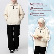 ZOE ARISAH Lesierra Casual Top Knitted Waffle Blouse Women Baju Sports Sukan Muslimah Labuh College 