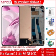 AMOLED 6.55 "สำหรับ Xiaomi 11 Lite 5G NE 2107119DC ชิ้นส่วนจอสัมผัสแอลซีดีของเครื่องแปลงดิจิทัลสำหรั