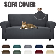 Jacquard 1/2/3/4 Seater Sofa Cover Stretch Universal L Shape Elastic Fleece Slipcover Solid Color Couch Cover for Living Room Sofa Protector Home Decoration Furniture Protector
