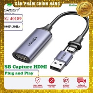 USB Capture HDMI live streaming 1080P HDMI to USB 2.0 Type-C Ugreen 40189 cao cấp