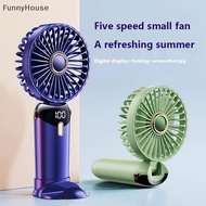 【FKSG】 6000mAh Handheld Mini Fan Foldable Portable Neck Hanging Fans 5 Speed USB Rechargeable Fan With Phone Stand And Display Screen Hot