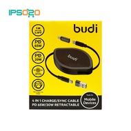 BUDI 4-in-1 Charge / Sync Cable PD 65W / 20W Retractable