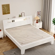 Home Solid Wood Bed Double Bed Small Apartment 1.2m Single Bed Rental Master Bedroom Bed Frame Slatt