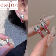 Hikaw silver earrings 925 original Pink snake green diamond zircon earrings stud earrings for women 