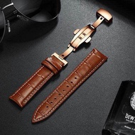 手表带 Original Genuine [Genuine Genuine Leather] Watch Belt Genuine Leather Men's Bracelet Belt Accessories Butterfly Buckle Waterproof Substitute