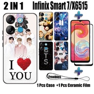 2 IN 1 For Infinix Smart 7 X6515 Phone Case with Curved Ceramic Screen Protector BTS Design