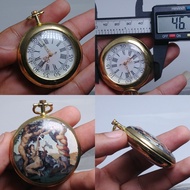 นาฬิกา Vintage มือสองญี่ปุ่น Pocket Watch นาฬิกาพก ระบบ QUARTZ พร้อมโซ่ ทรงกลม ไม่ทำงานจำเป็นต้องซ่อมแซม นาฬิกาไม่ทำงานนาฬิกาไม่ทำงาน