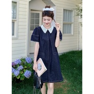 Jeans Dress Lace Collar 6666 Mini Denim