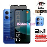 Redmi 15C 4G Private Tempered Glass Anti-Spy Full Cover Screen Protector Anti Peek 2in1 Privacns Pro