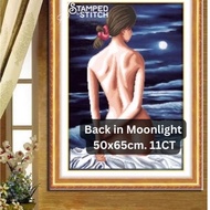 Stamped to Stitch Bathing Woman's Back in Moonlight 50X65cm, 11CT Aida Cloth 3 Strands Complete Set