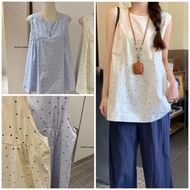 WGWE W6621 tank top with round neck design and polka dot design, cute feminine style 6621