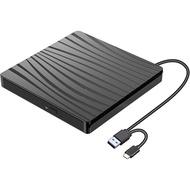 895S External CD DVD Drive, Type-C & USB 3.0 Portable Optical DVD Drive, CD DVD Player RW Burner Rea
