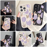 For OPPO A9X F11 F17 F19 F21 Pro/Reno 4 5 4F 5F 5K/6 7 7Z 8 8T 8Z 11 Tulip purple Flower Cream phone case Fall proof gentle ins TPU back cover