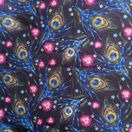 醫護雙層手術帽、工作帽、烘培帽 黑底孔雀羽毛系列