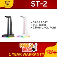 Onikuma ST-2 RGB Gaming Headset Stand Gamer 2 In 1 Acrylic Headphone Stand With USB Charger
