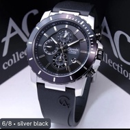 Alexandre Christie 6141 Rubber Silver Black Pria Original