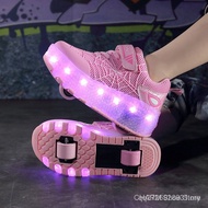 【 100% high quality】spiderman shoes kids two-wheeled Heelys kids roller skate rechargeable LED shoes