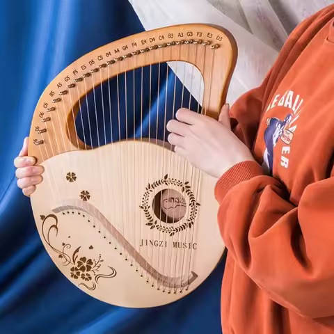 Solid Wood Lyre Harp 16/19/21/24/32 Strings Beginner Exercise Harp Portable Lyre Professional Musica