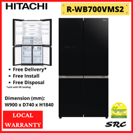 Hitachi R-WB700VMS2 French Bottom Freezer Deluxe 645L (Gift: 1.0L MICOM Rice Cooker RZ-PMA10Y + Vacuum Container Set)