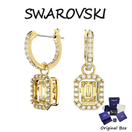 ♈Swarovski♈ 5641169 Millenia octagonal yellow crystal dangling earrings gold plated (with genuine pa