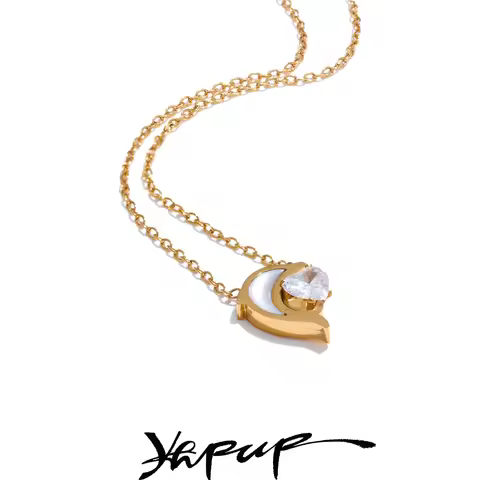 Yhpup Delicate Stainless Steel Shell Zirconia Dolphin Necklace Pendant Rust Proof High Quality Arriv