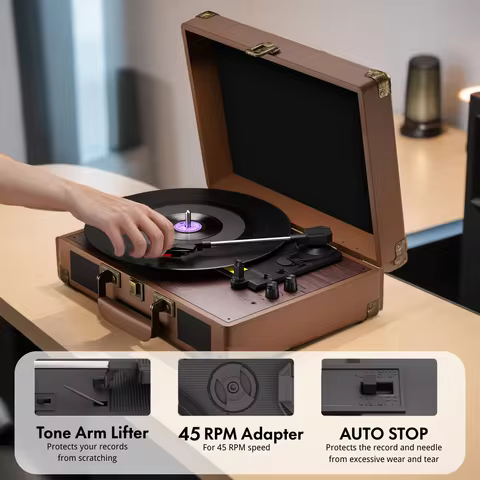 MAIO Record Player, 3-Speed 33/45/78RPM Vinyl Spinner with 2 Built-in Stereo Speakers, Headphone Jac