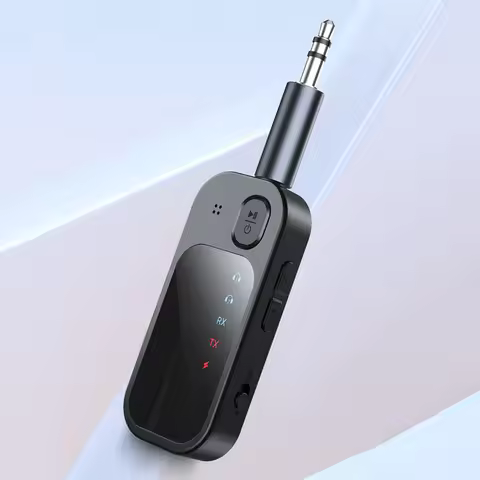 BT5.4 2 In 1 BT Transmitter 3.5mm AUX Dual Stream Wireless Adapter Low Latency Tie-Clip BT Receiver 