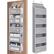 Over the Door Organizer Storage 5 Shelf Hanging Door Organizer with 5 Large Capacity Pockets for Bed