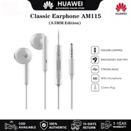 HUAWEI Earphone AM115 Wired Half In-Ear Headphones | 3.5mm Edition | Mic Volume Control | For P30 P20 P10 Mate10 Nova4 4e 3 3i 2 2I Y9 Y Max Mobile Phones Tablet Computer