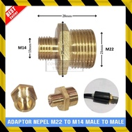 SAMBUNGAN KONEKTOR ADAPTOR NEPEL KONVERTER M22 TO M14 MALE TO MALE