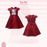 Two Mix Dress Anak Pesta Bahan Satin Y859