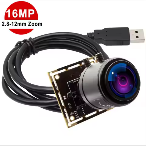 ELP 16MP USB Camera HD with 2.8-12mm Manual Zoom Lens CMOS IMX298 Mini USB Webcam Free Driver For Li