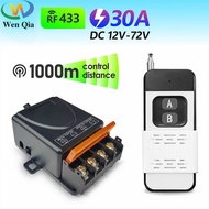 RF 433Mhz Wireless Remote Control Switch 30A  DC 12V 24V 48V 72V High Power 1000 Meters Relay Receiv