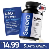 Selerb NAD+ for Men – With Liposomal-NAD+,CoQ10, L-Carnitine, L-Arginine, Maca & Ashwagandha – Energ