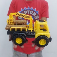 Mainan Truk Crane Angkut Kayu - Miniatur Mobil Mobilan Anak Edukatif 