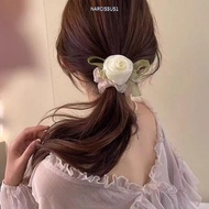 NARCISSUS13A0E Rose Flower Hair Ring, Flower Shape High Elasticity Mesh Yarn Hair Rope, Yarn Ponytai