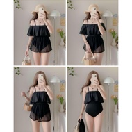 DYRROTH swimsuit 4 ways to wear/with mesh skirt/nyion fabric/fit small to semilarge frame