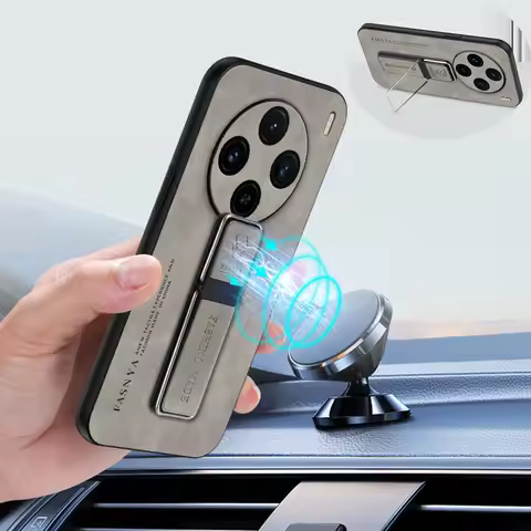 Luxury Sheepskin Magnetic Leather Holder Phone Case For VIVO X100 Pro X90 X80 X70 X70T X50 X30 Pro S