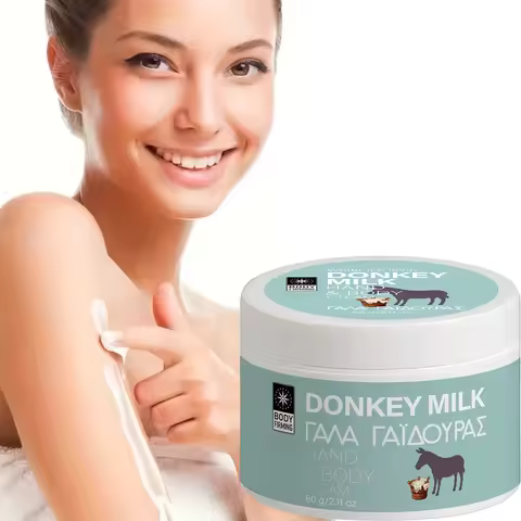Donkey Milk Hand & Body Cream, Moisturizing & Firming Cream with Hyaluronic Acid & Coconut Oil for N